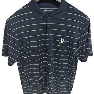 Nike Mens Dri Fit Golf Polo Size Large Striped Blue 100% Polyester Logo